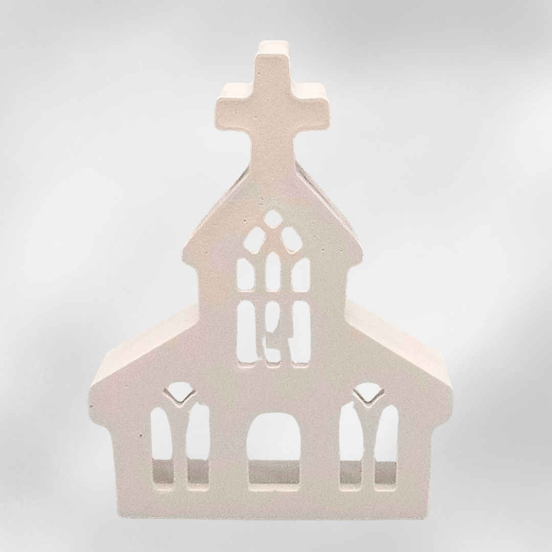 Keraflott Weihnachtskirche – handgegossene Dekofigur aus Gießkeramik, winterliche Dekoidee mit Licht - Zauberwerk