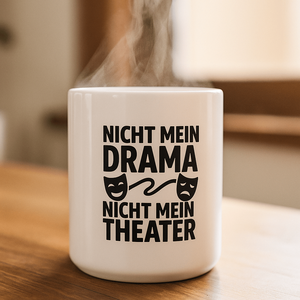 Tasse „Nicht mein Drama, nicht mein Theater“ – witziger Kaffeebecher aus Keramik - Zauberwerk
