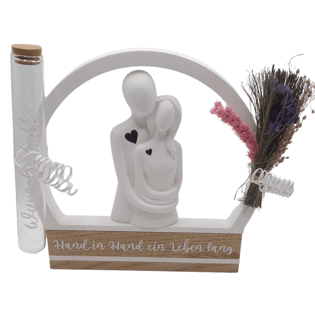 Hochzeitsfigur mit Glastube – Keramik & Holz Geschenkidee - Zauberwerk