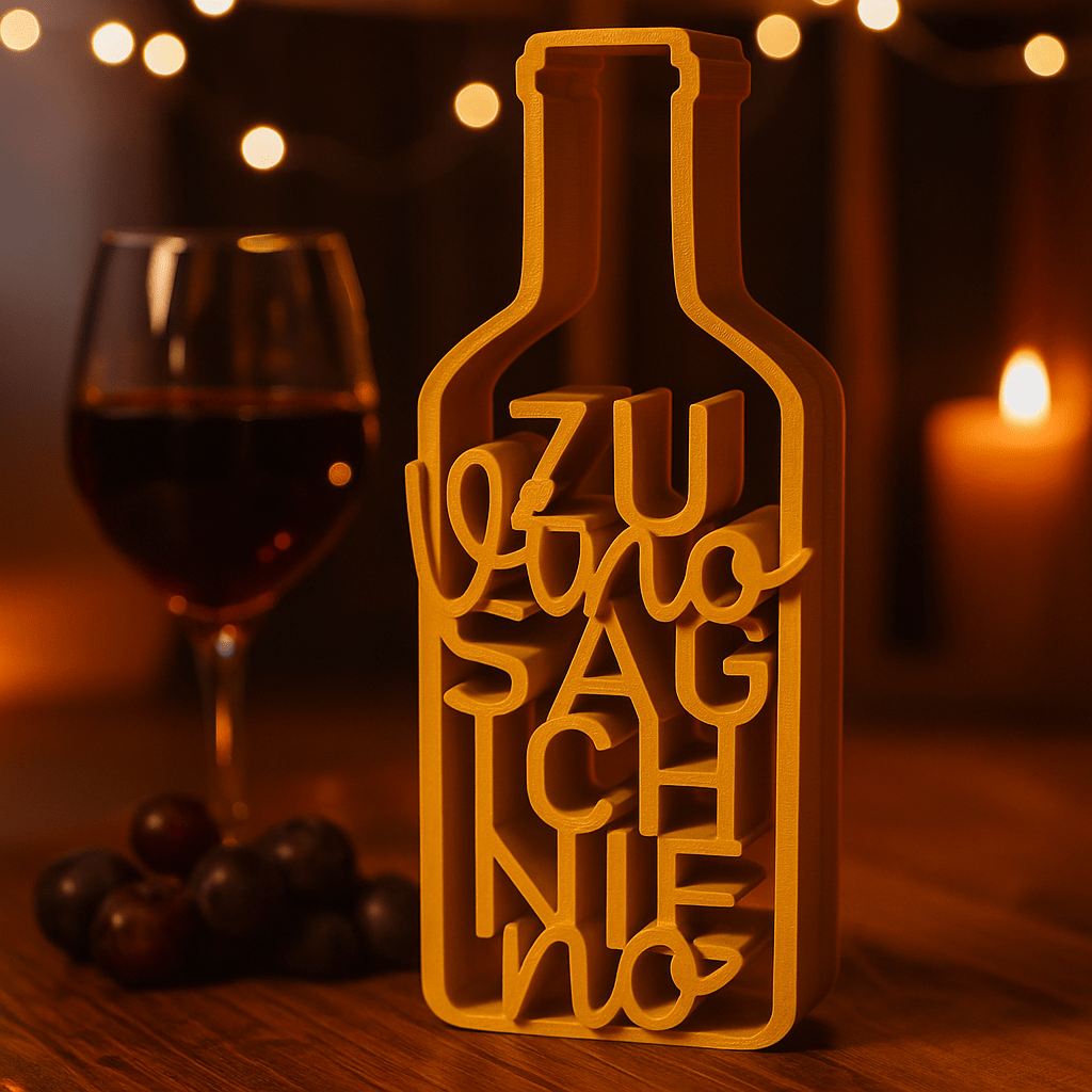 Zu Vino sag ich nie no Deko Flasche aus 3D Druck Geschenkidee für Weinliebhaber - Zauberwerk