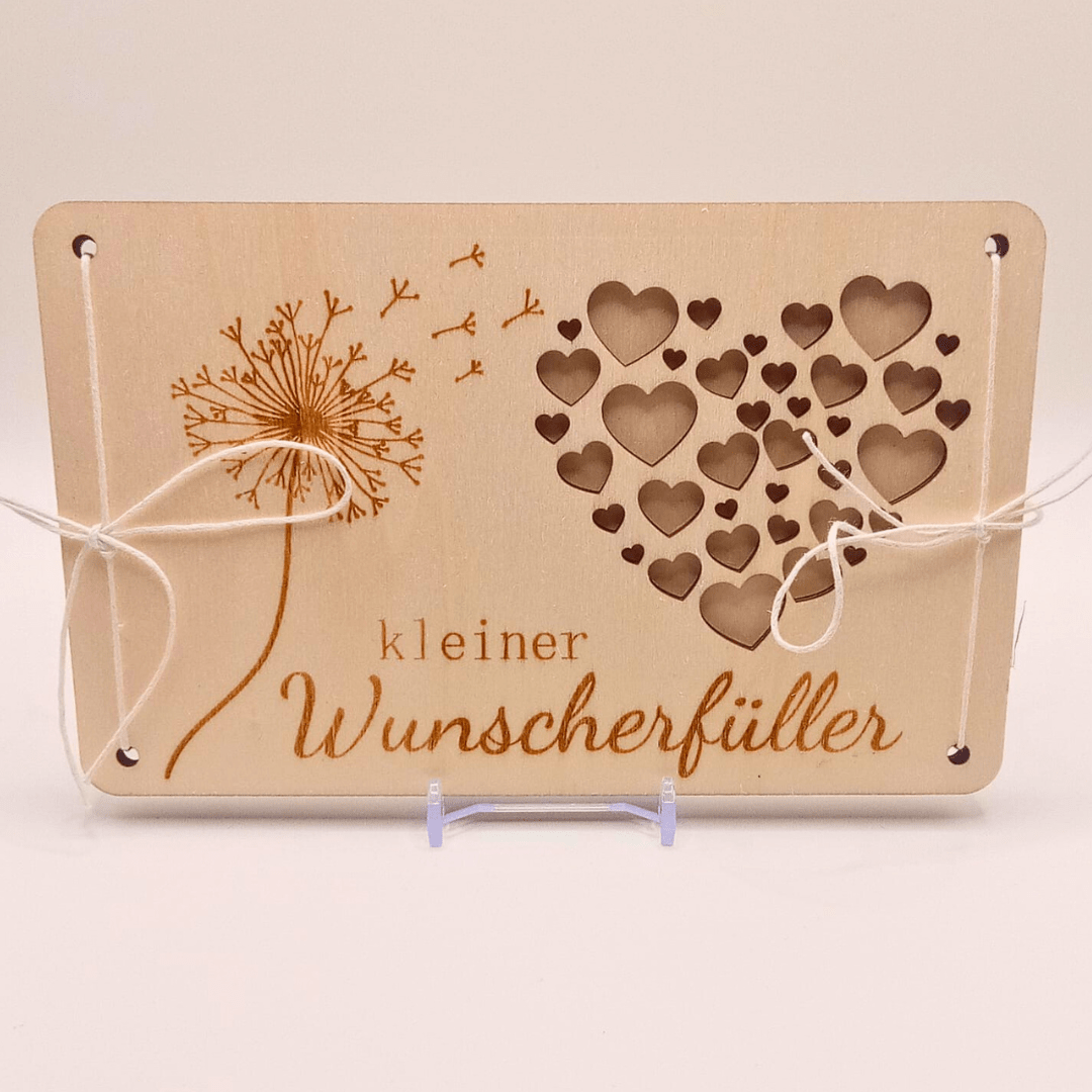 Holzkarte Hochzeit – Geldgeschenk - Halter mit Gravur - Zauberwerk