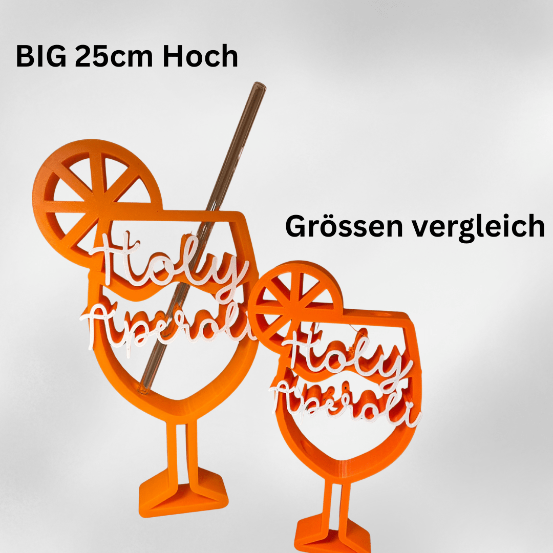 Großer „Holy Aperoli“ Strohhalmhalter aus orangefarbenem PLA, 3D