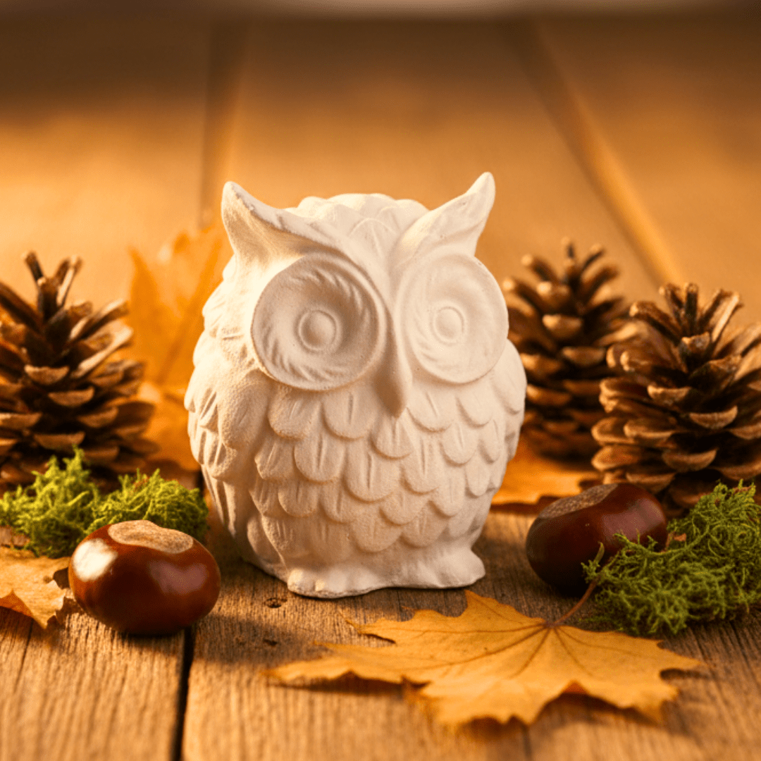Eule aus Keraflot – kleine Herbstdeko im natürlichen Stil | Waldtier Dekofigur 5 cm | Zauberhafte Eule für Herbst & Winter (Kopie) - Zauberwerk