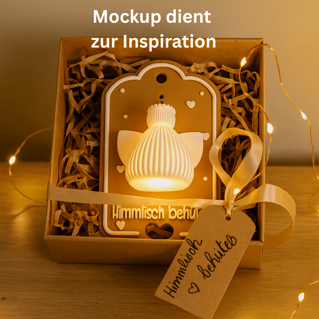 3D - Druck Engel „Himmlisch behütet“ – LED Geschenk, Schutzengel, handgemachte Deko - Zauberwerk