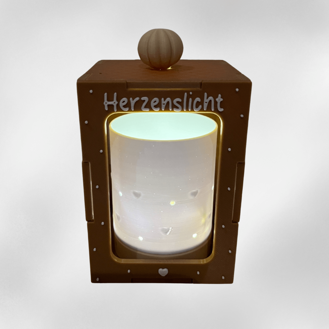 Herzenslicht Geschenk – 3D gedrucktes LED - Licht mit Herz - Motiv und Geschenkbox - Zauberwerk