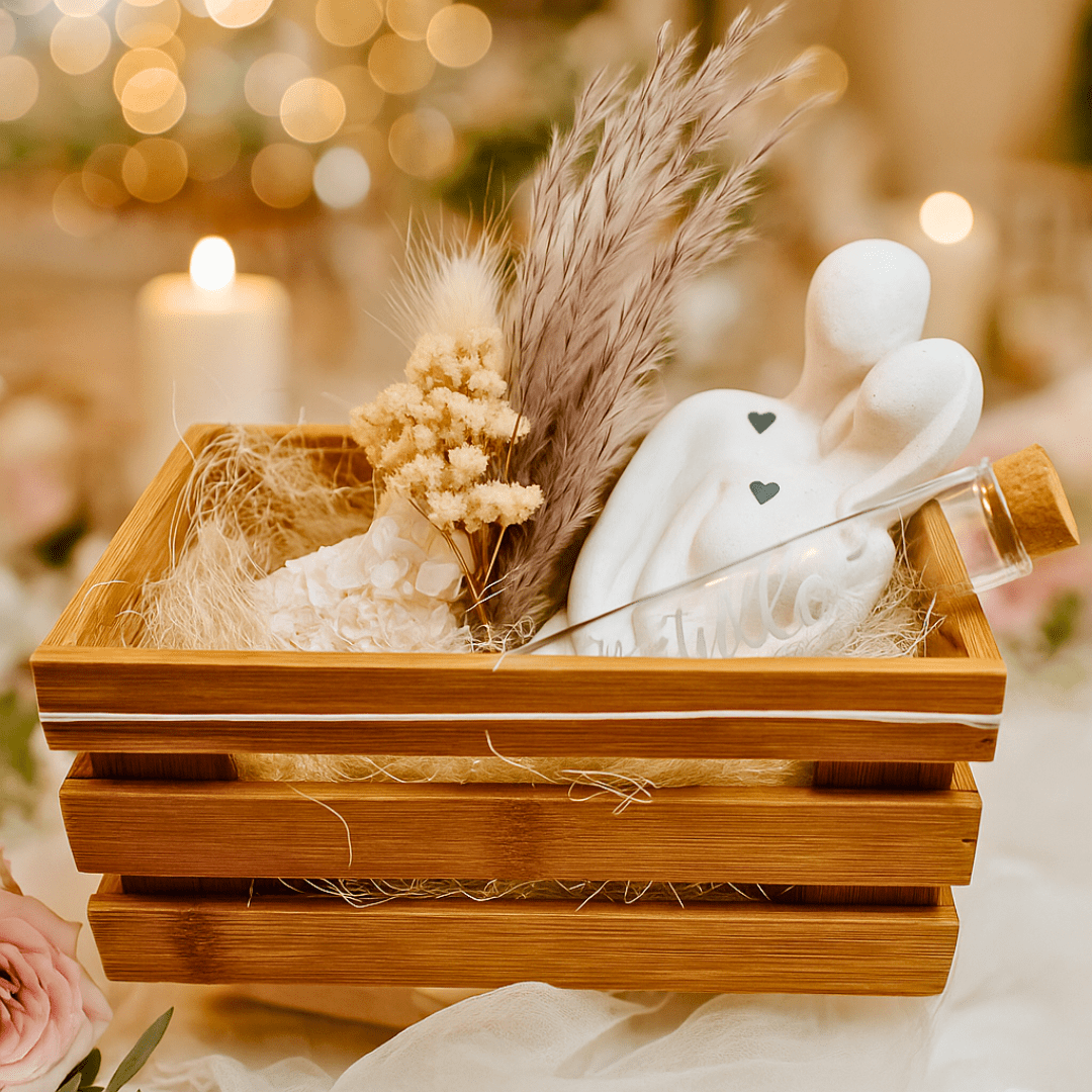 Hochzeitsbox mit Figur & Glastube – befüllbares Geschenkset - Zauberwerk