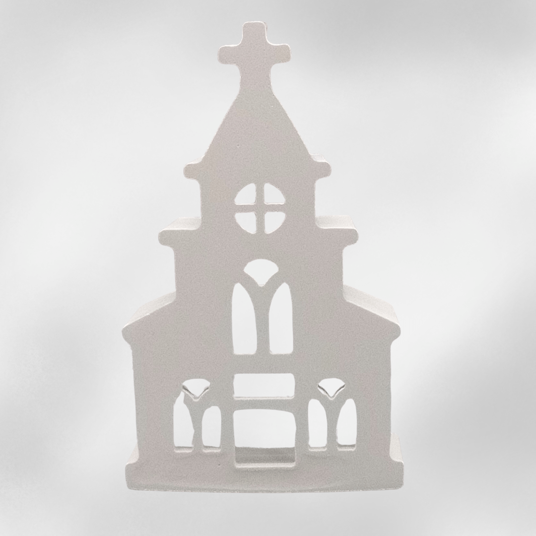 Keraflott Weihnachtskirche – handgegossene Dekofigur aus Gießkeramik, winterliche Dekoidee mit Licht - Zauberwerk