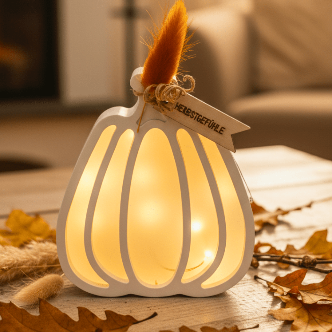 Herbstlicht „Herbstgefühle“ – warm leuchtende Deko mit LED und Trockenblume - Zauberwerk