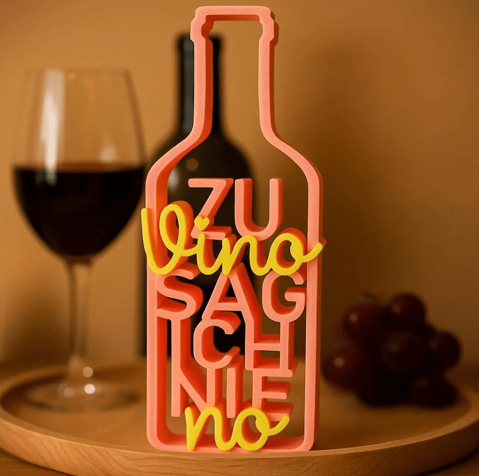 Zu Vino sag ich nie no Deko Flasche aus 3D Druck Geschenkidee für Weinliebhaber - Zauberwerk