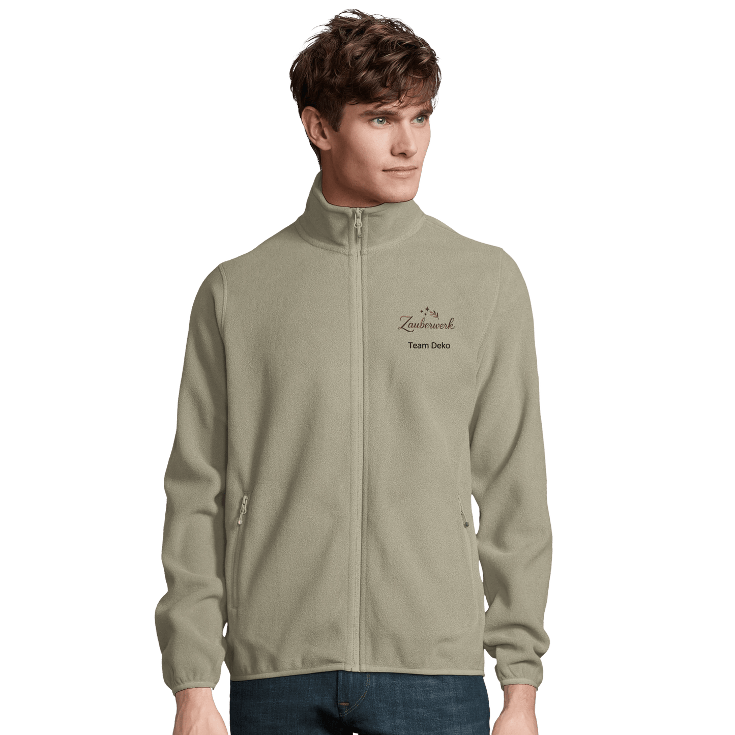 Herren Microfleece Zip - Jacke aus 100 % recyceltem Polyester – Zauberwerk Team Deco Edition - Zauberwerk
