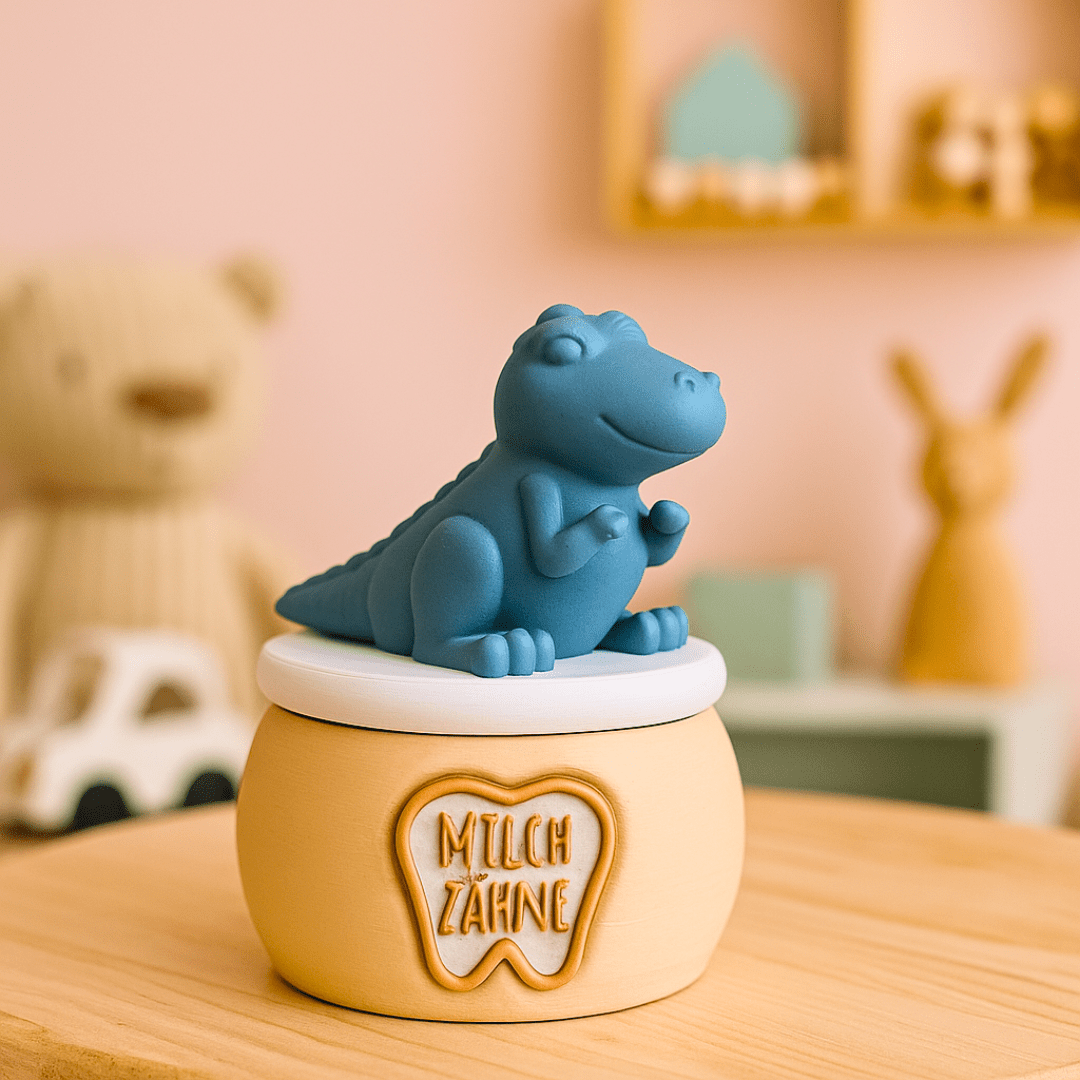 Milchzahndose mit Dino – Aufbewahrung für Kinderzähne - Zauberwerk