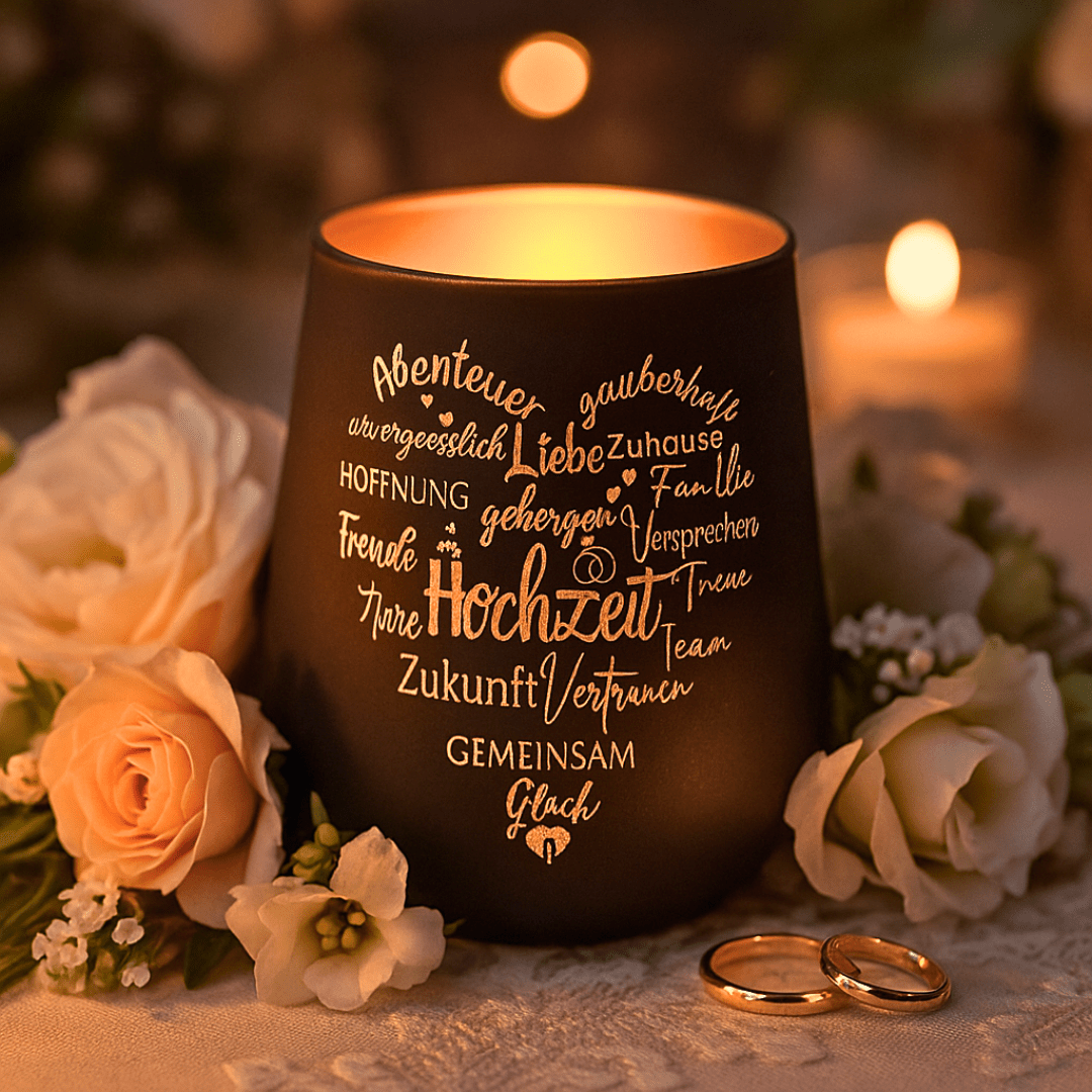 Hochzeitsglas mit Schriftzug – Deko & Geschenkidee - Zauberwerk