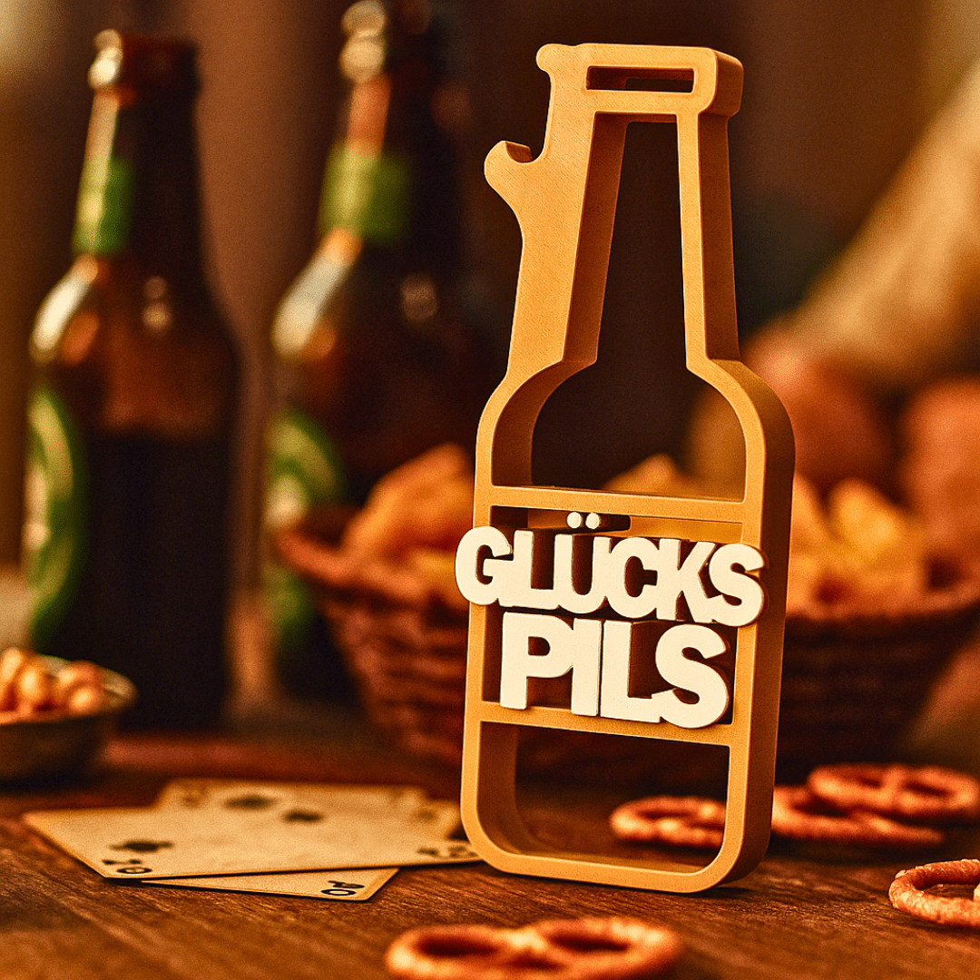 Flaschenöffner Glückspils – Geschenkidee für Männer, Freund & Kumpel - Zauberwerk