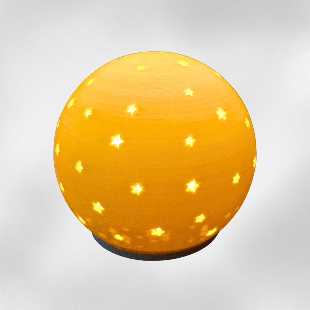 Sternkugel mit LED - Lichterkette – 3D gedruckte Weihnachtsdeko, beige/weiß - Zauberwerk