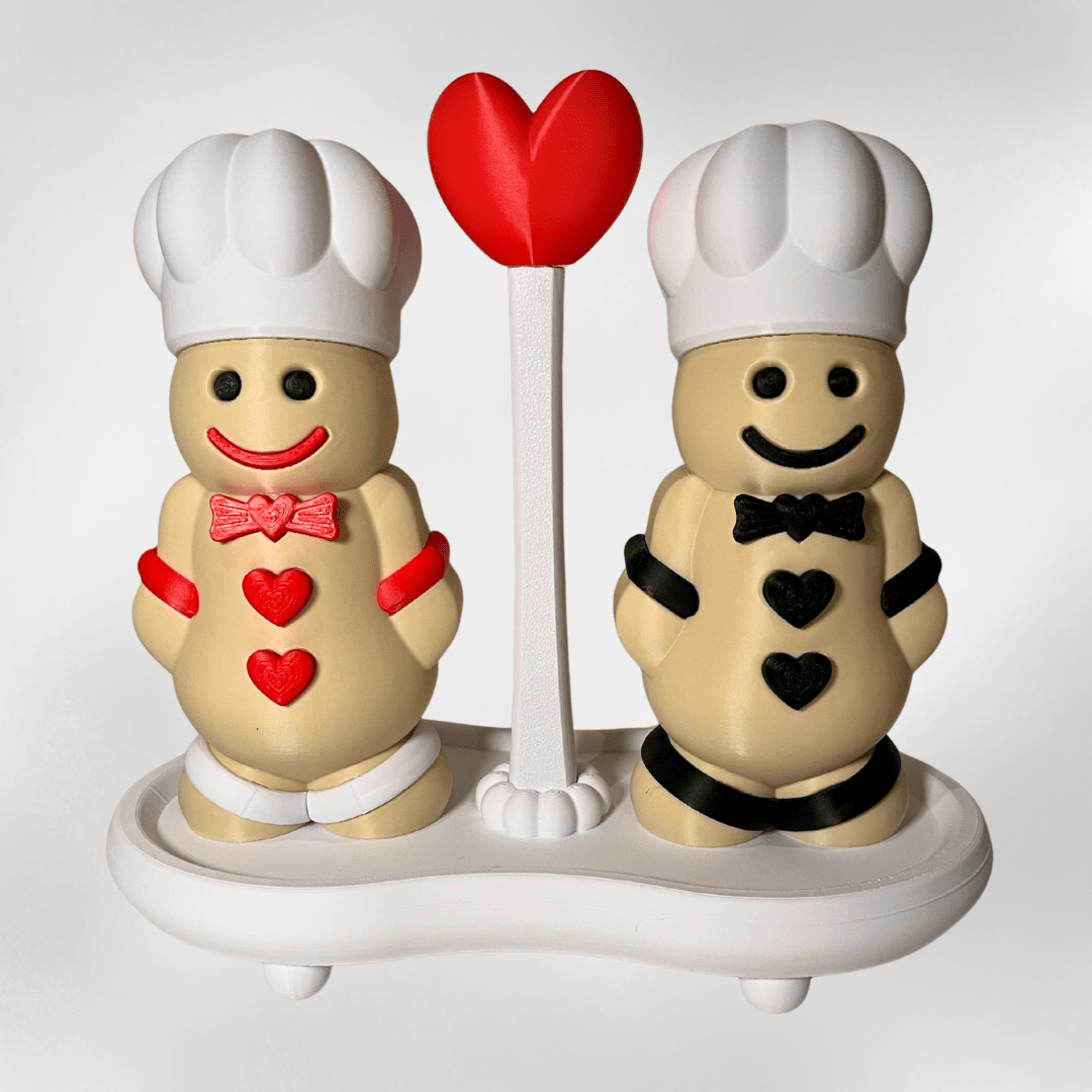 Lebkuchenmänner Ernie & Ernie – 3D - gedruckte Salz - , Pfeffer - oder Zimt - und Zuckerstreuer mit Herz | Handmade Deko aus Hessen - Zauberwerk
