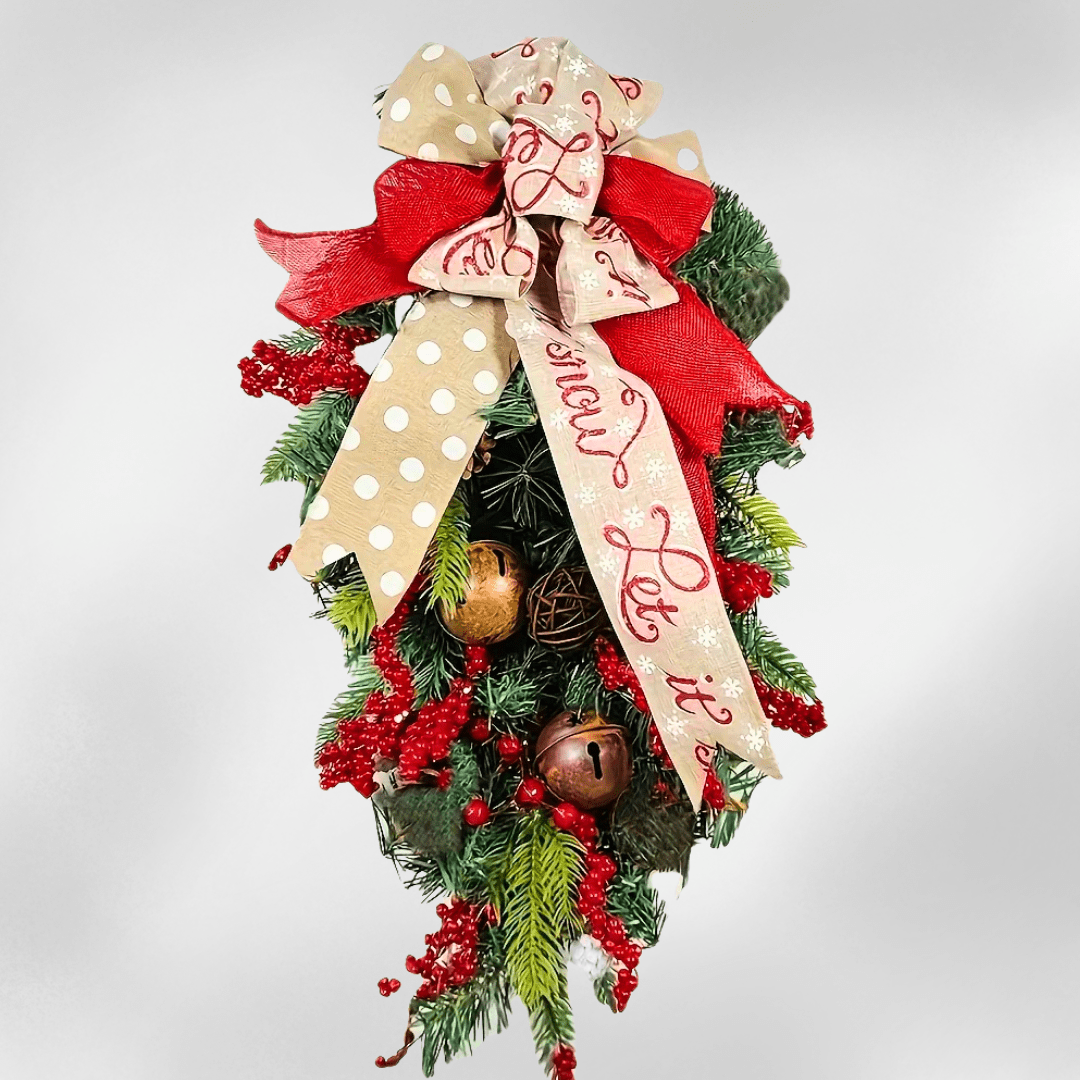 Weihnachts - Türkranz mit Schleifen & Beeren – festliche Hängedeko für Zuhause - Zauberwerk