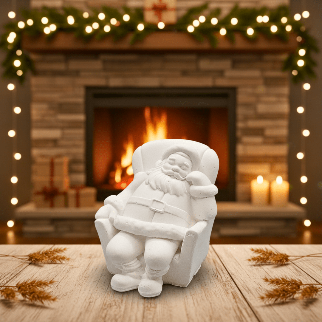 Weihnachtsmann im Sessel – Dekofigur aus Keraflott | Weihnachtsdeko & Geschenkidee - Zauberwerk