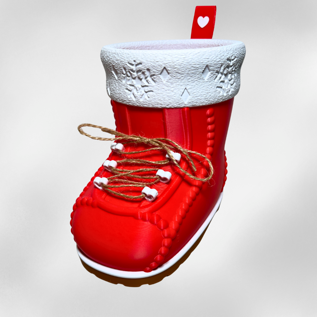 Weihnachtsstiefel rot-weiß – Nikolausdeko zum Befüllen mit Süßigkeiten