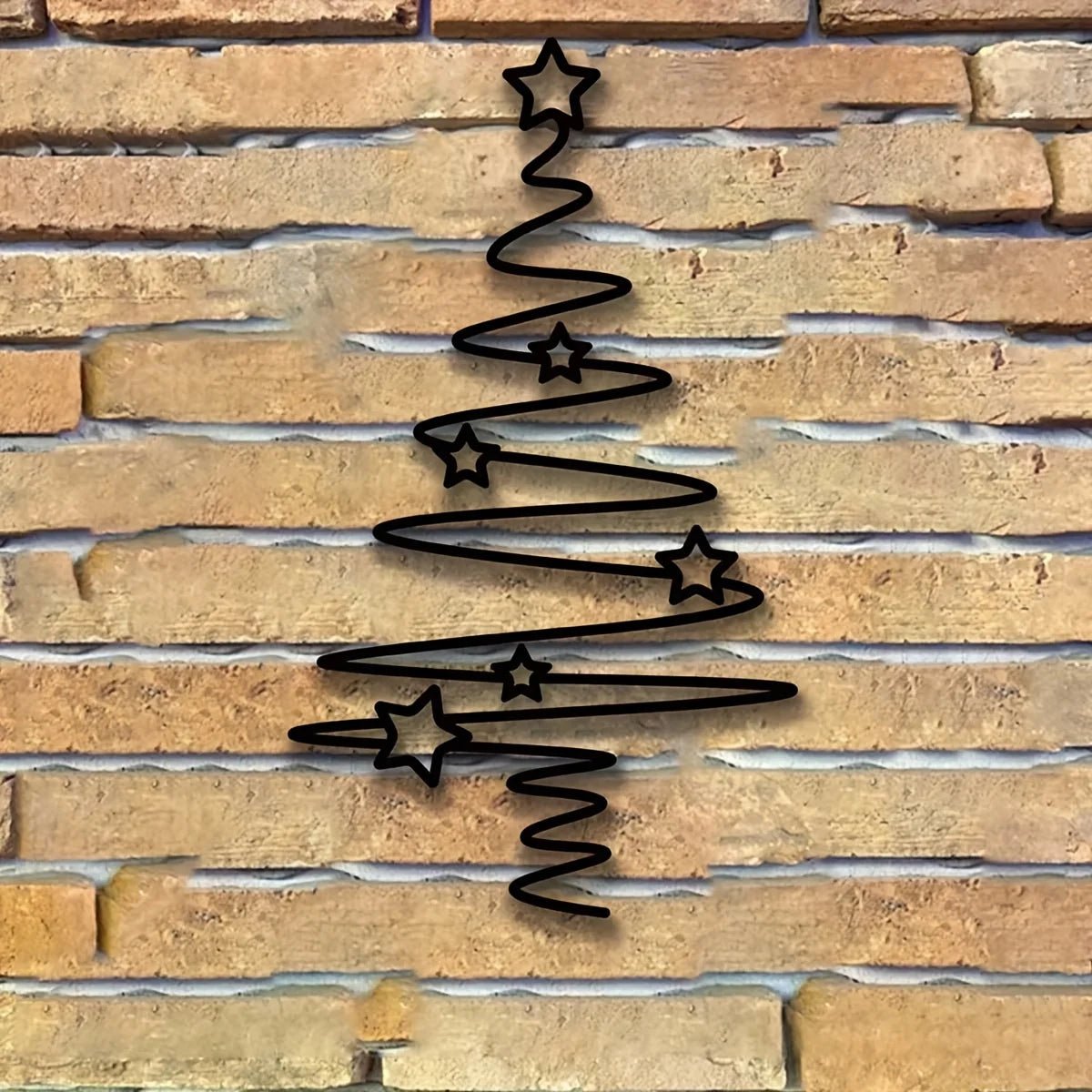 Minimalistischer Weihnachtsbaum aus Metall – Moderne Wanddeko mit Sternen für Weihnachten - Zauberwerk