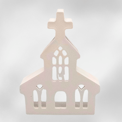 Keraflott Weihnachtskirche – handgegossene Dekofigur aus Gießkeramik, winterliche Dekoidee mit Licht - Zauberwerk