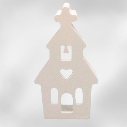Keraflott Weihnachtskirche – handgegossene Dekofigur aus Gießkeramik, winterliche Dekoidee mit Licht - Zauberwerk