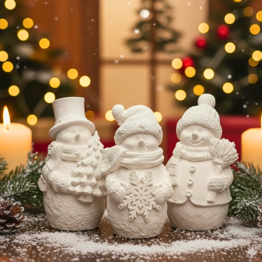 Handgemachte Schneemann-Figuren aus Keraflott | Zauberhafte Winterdeko für dein Zuhause