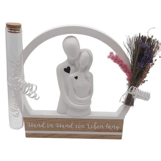 Hochzeitsfigur mit Glastube – Keramik & Holz Geschenkidee - Zauberwerk