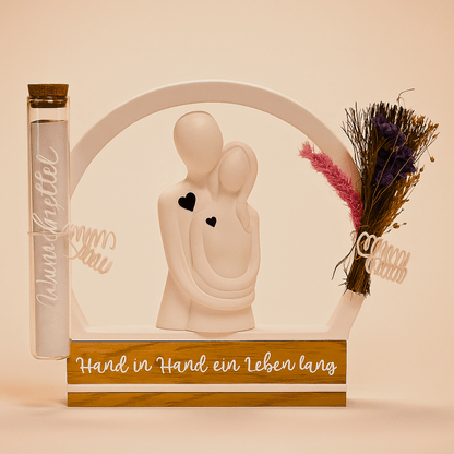 Hochzeitsfigur mit Glastube – Keramik & Holz Geschenkidee - Zauberwerk