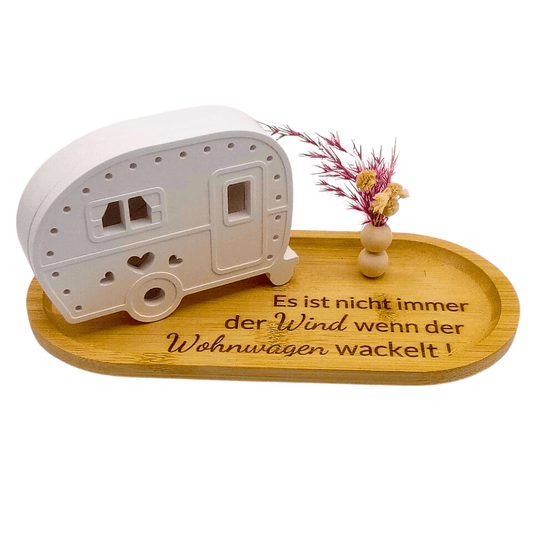 Deko - Wohnwagen „Wenn der Camper wackelt…“ mit Lichtoption - Zauberwerk