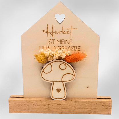 Herbstlicher Holzaufsteller „Lieblingsfarbe Kürbis“ - Zauberwerk