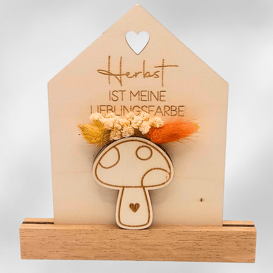 Herbstlicher Holzaufsteller „Lieblingsfarbe Kürbis“ - Zauberwerk