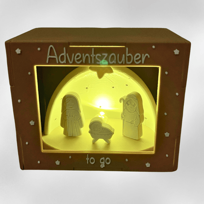 Adventszauber to go – Mini Krippe mit LED - Ballonlicht, handgemacht im 3D - Druck - Zauberwerk