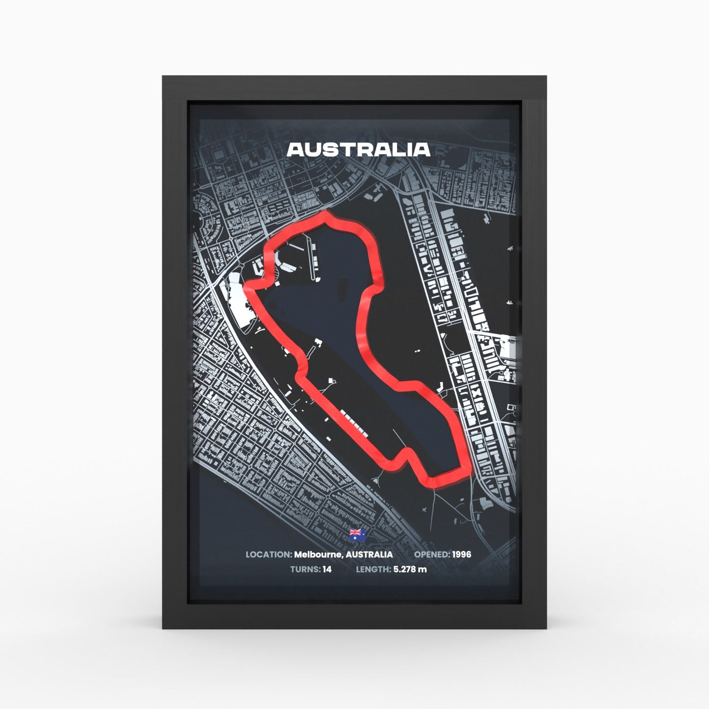 Albert Park Circuit 3D-Poster gerahmt