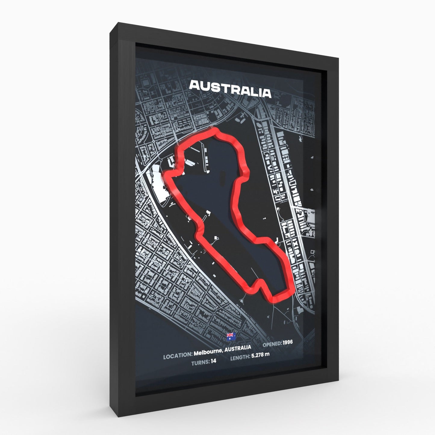 Albert Park Circuit 3D-Poster gerahmt