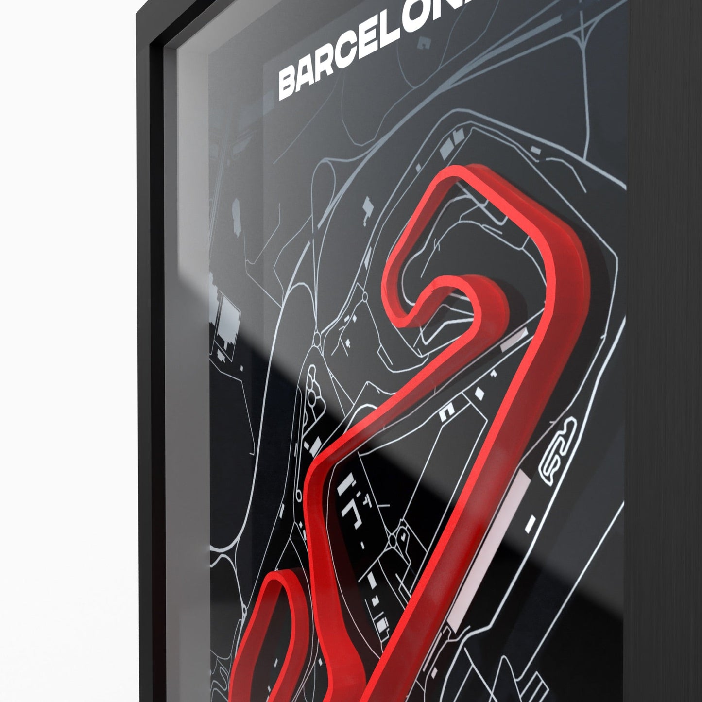 Circuit de Barcelona-Catalunya 3D-Poster gerahmt