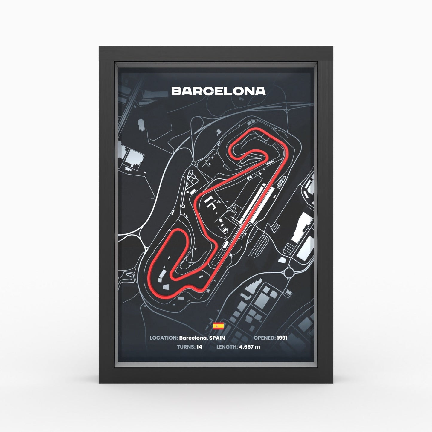 Circuit de Barcelona-Catalunya 3D-Poster gerahmt