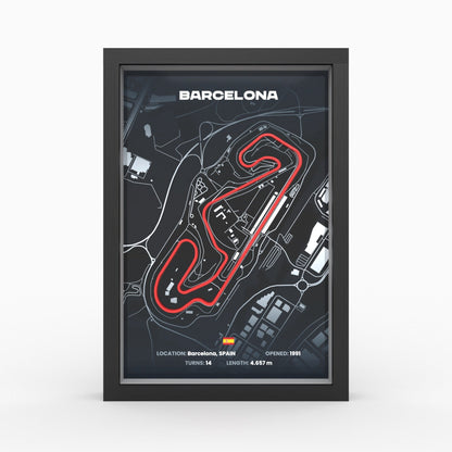 Circuit de Barcelona-Catalunya 3D-Poster gerahmt
