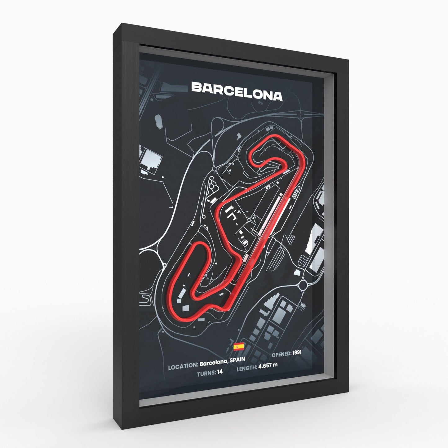 Circuit de Barcelona-Catalunya 3D-Poster gerahmt