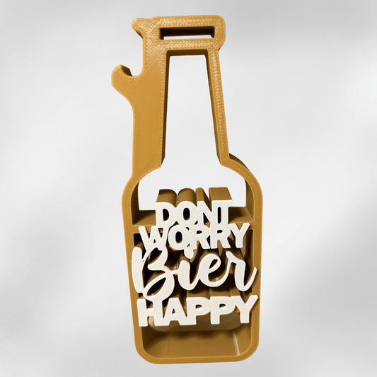 Flaschenöffner Don’t Worry Bier Happy – Geschenkidee für Männer, Freund & Kumpel - Zauberwerk