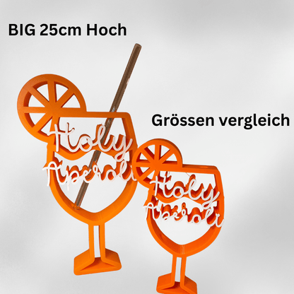 Großer „Holy Aperoli“ Strohhalmhalter aus orangefarbenem PLA, 3D