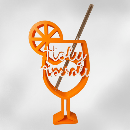 Großer „Holy Aperoli“ Strohhalmhalter aus orangefarbenem PLA, 3D-gedruckt