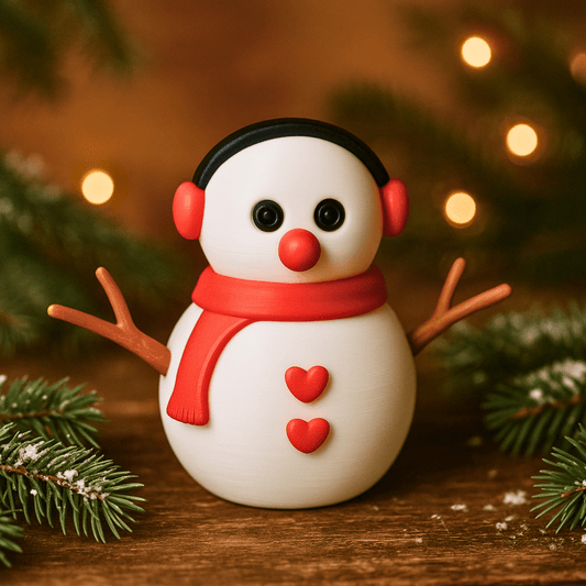 Schneemann mit Kopfhörern– Winterdeko aus PLA - Zauberwerk