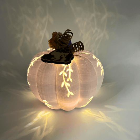 Herbstdeko Kürbis mit LED - Licht – Handgemachte leuchtende Tischdeko - Zauberwerk
