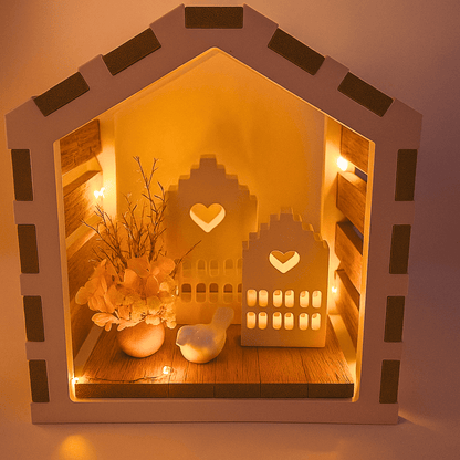 Deko - Haus mit LED, Keramik - Häusern & Blumen – Handgemachtes Unikat - Zauberwerk