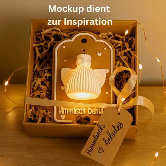 3D - Druck Engel „Himmlisch behütet“ – LED Geschenk, Schutzengel, handgemachte Deko - Zauberwerk