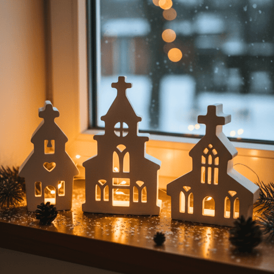 Keraflott Weihnachtskirche – handgegossene Dekofigur aus Gießkeramik, winterliche Dekoidee mit Licht - Zauberwerk