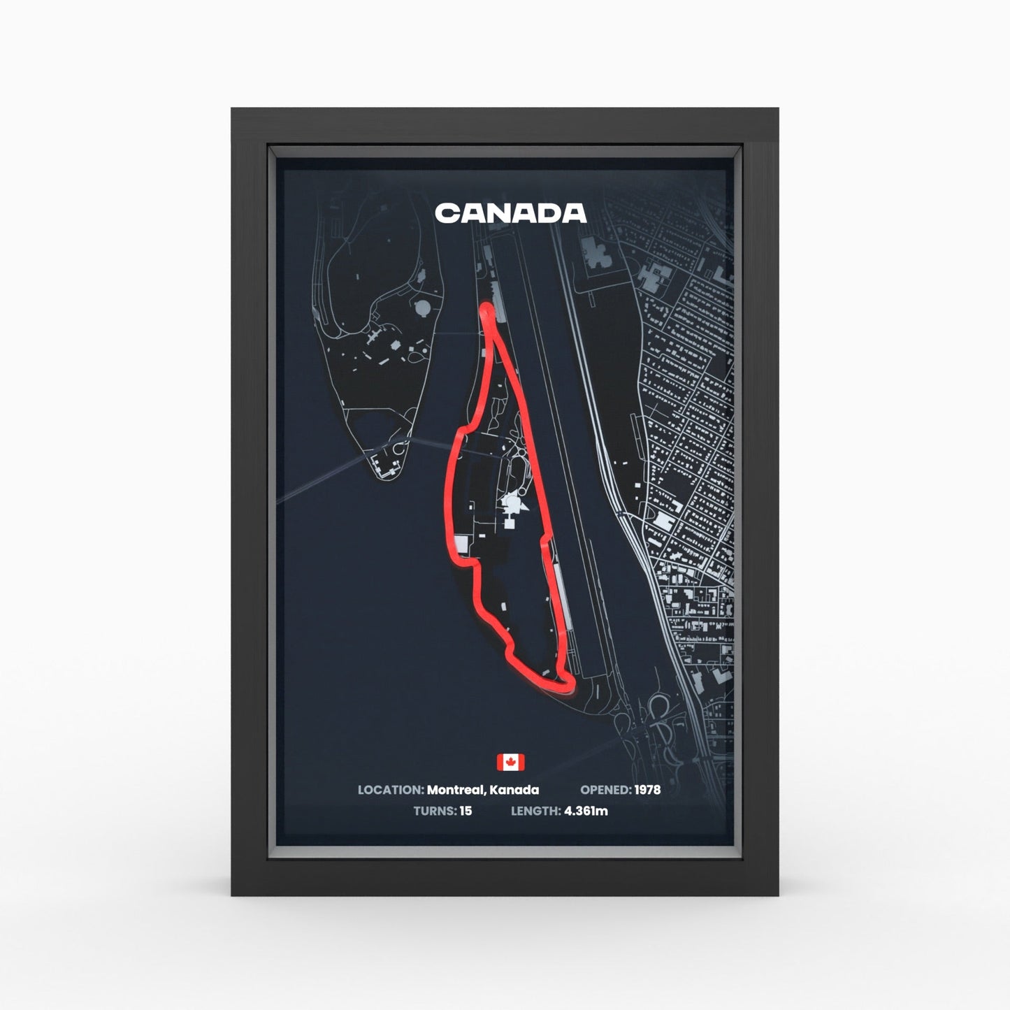 Circuit Gilles-Villeneuve 3D-Poster gerahmt