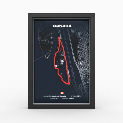 Circuit Gilles-Villeneuve 3D-Poster gerahmt
