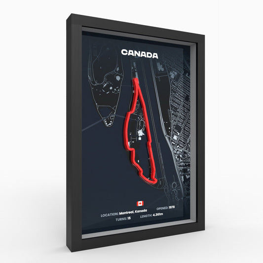Circuit Gilles-Villeneuve 3D-Poster gerahmt