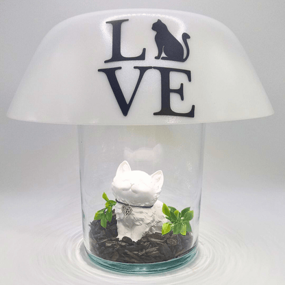 Katzenlampe mit Schriftzug LOVE – stilvolle Wohnzimmer Deko für Katzenfreunde - Zauberwerk